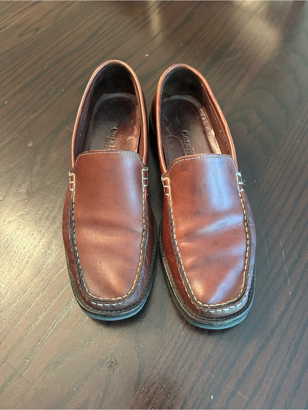 Cole Haan Men's Brown Leather Slip-On Loafers Square Toe AA Rubber Sole D13281